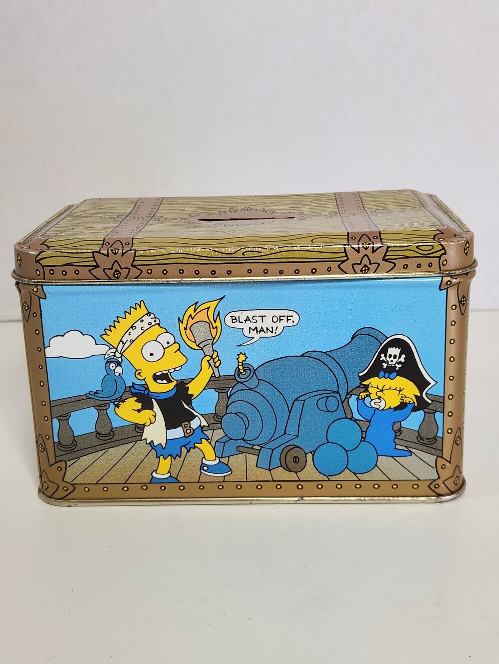 Vintage Nestlé 1992 Simpsons Pirate Bart Collectible Advertising Piggy Bank Tin